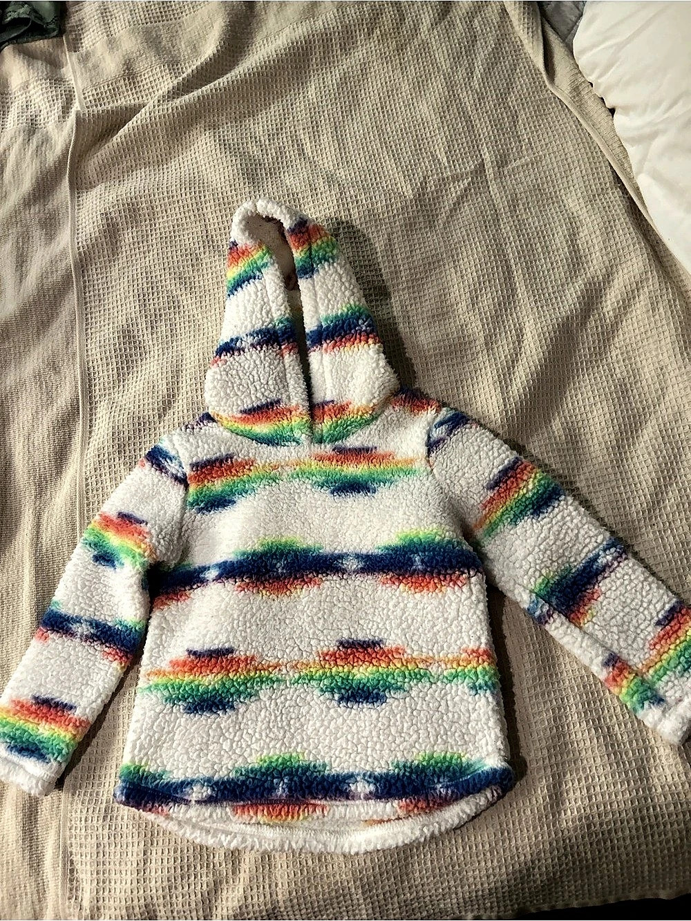 The Children's Place Rainbow Striped Sherpa Jacket Girls 4T